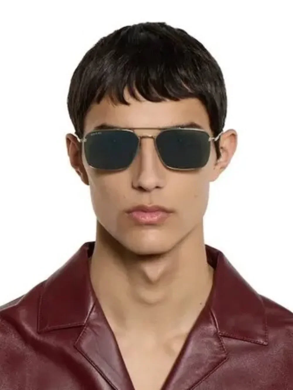 Gucci Men Sunglasses Gold Grey Rectangular GG1957SA 001 NEW AUTHENTIC